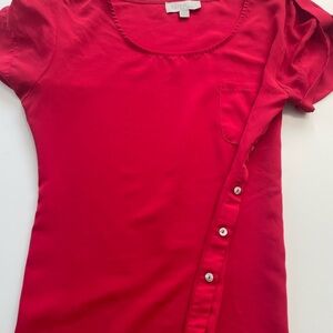 Olive & Oak Vibrant Red Blouse with Button Detail